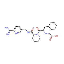 N=C(N)c1ccc(CNC(=O)[C@@H]2CCCCN2C(=O)[C@@H](CC2CCCCC2)NCC(=O)O)cn1 ZINC000036107720