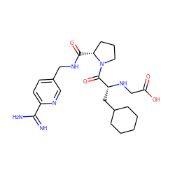 N=C(N)c1ccc(CNC(=O)[C@@H]2CCCN2C(=O)[C@@H](CC2CCCCC2)NCC(=O)O)cn1 ZINC000016051779