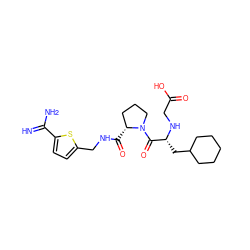 N=C(N)c1ccc(CNC(=O)[C@@H]2CCCN2C(=O)[C@@H](CC2CCCCC2)NCC(=O)O)s1 ZINC000016052025