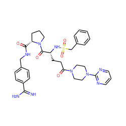 N=C(N)c1ccc(CNC(=O)[C@@H]2CCCN2C(=O)[C@@H](CCC(=O)N2CCN(c3ncccn3)CC2)NS(=O)(=O)Cc2ccccc2)cc1 ZINC000072177862