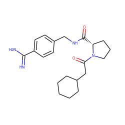 N=C(N)c1ccc(CNC(=O)[C@@H]2CCCN2C(=O)CC2CCCCC2)cc1 ZINC000045384647