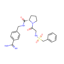 N=C(N)c1ccc(CNC(=O)[C@@H]2CCCN2C(=O)CNS(=O)(=O)Cc2ccccc2)cc1 ZINC000095574772