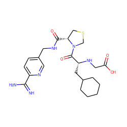 N=C(N)c1ccc(CNC(=O)[C@@H]2CSCN2C(=O)[C@@H](CC2CCCCC2)NCC(=O)O)cn1 ZINC000036107675