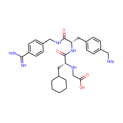 N=C(N)c1ccc(CNC(=O)[C@H](Cc2ccc(CN)cc2)NC(=O)[C@@H](CC2CCCCC2)NCC(=O)O)cc1 ZINC000103258369