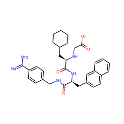 N=C(N)c1ccc(CNC(=O)[C@H](Cc2ccc3ccccc3c2)NC(=O)[C@@H](CC2CCCCC2)NCC(=O)O)cc1 ZINC000103258356