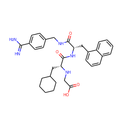 N=C(N)c1ccc(CNC(=O)[C@H](Cc2cccc3ccccc23)NC(=O)[C@@H](CC2CCCCC2)NCC(=O)O)cc1 ZINC000103258354