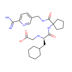 N=C(N)c1ccc(CNC(=O)C2(NC(=O)[C@@H](CC3CCCCC3)NCC(=O)O)CCCC2)cn1 ZINC000016051780