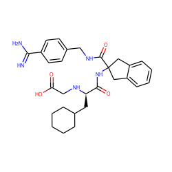 N=C(N)c1ccc(CNC(=O)C2(NC(=O)[C@@H](CC3CCCCC3)NCC(=O)O)Cc3ccccc3C2)cc1 ZINC000036107727