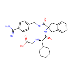 N=C(N)c1ccc(CNC(=O)C2(NC(=O)[C@H](NCC(=O)O)C3CCCCC3)Cc3ccccc3C2)cc1 ZINC000034015795