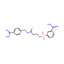 N=C(N)c1ccc(CNC(=O)CCNS(=O)(=O)c2cccc(C(=N)N)c2)cc1 ZINC000095564884