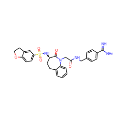 N=C(N)c1ccc(CNC(=O)CN2C(=O)[C@H](NS(=O)(=O)c3ccc4c(c3)CCO4)CCc3ccccc32)cc1 ZINC000001909859