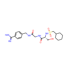 N=C(N)c1ccc(CNC(=O)CNC(=O)[C@@H](CO)NS(=O)(=O)CC2CCCCC2)cc1 ZINC000013438826