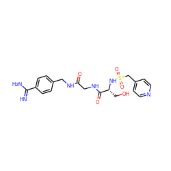 N=C(N)c1ccc(CNC(=O)CNC(=O)[C@@H](CO)NS(=O)(=O)Cc2ccncc2)cc1 ZINC000096168444