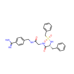 N=C(N)c1ccc(CNC(=O)CNC(=O)[C@@H](Cc2ccccc2)NS(=O)(=O)Cc2ccccc2)cc1 ZINC000003818000