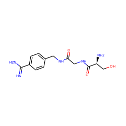 N=C(N)c1ccc(CNC(=O)CNC(=O)[C@@H](N)CO)cc1 ZINC000013438795