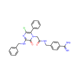 N=C(N)c1ccc(CNC(=O)Cn2c(-c3ccccc3)c(Cl)nc(NCc3ccccc3)c2=O)cc1 ZINC000013526929