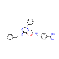 N=C(N)c1ccc(CNC(=O)Cn2c(-c3ccccc3)cnc(NCCc3ccccc3)c2=O)cc1 ZINC000013526894