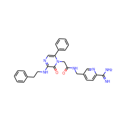 N=C(N)c1ccc(CNC(=O)Cn2c(-c3ccccc3)cnc(NCCc3ccccc3)c2=O)cn1 ZINC000013526900