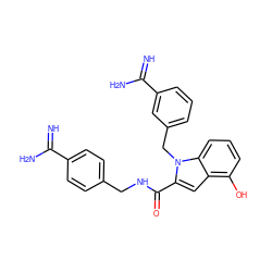 N=C(N)c1ccc(CNC(=O)c2cc3c(O)cccc3n2Cc2cccc(C(=N)N)c2)cc1 ZINC000003831832