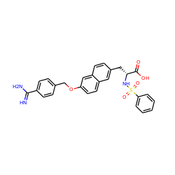 N=C(N)c1ccc(COc2ccc3cc(C[C@@H](NS(=O)(=O)c4ccccc4)C(=O)O)ccc3c2)cc1 ZINC001772597694