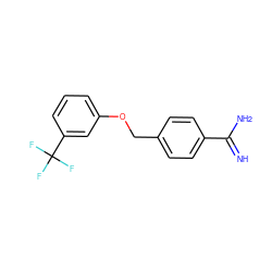 N=C(N)c1ccc(COc2cccc(C(F)(F)F)c2)cc1 ZINC000019841389