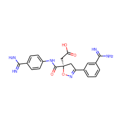 N=C(N)c1ccc(NC(=O)[C@@]2(CC(=O)O)CC(c3cccc(C(=N)N)c3)=NO2)cc1 ZINC000026672850