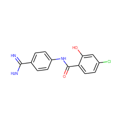 N=C(N)c1ccc(NC(=O)c2ccc(Cl)cc2O)cc1 ZINC000013444405