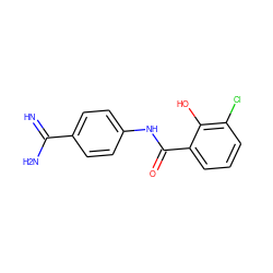 N=C(N)c1ccc(NC(=O)c2cccc(Cl)c2O)cc1 ZINC000013444414