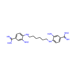 N=C(N)c1ccc(NCCCCCCNc2ccc(C(=N)N)cc2N)c(N)c1 ZINC000005161680