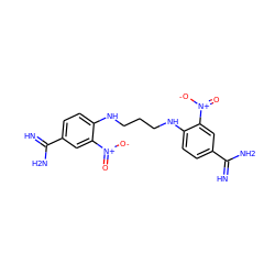 N=C(N)c1ccc(NCCCNc2ccc(C(=N)N)cc2[N+](=O)[O-])c([N+](=O)[O-])c1 ZINC000027433071