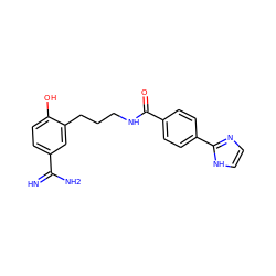 N=C(N)c1ccc(O)c(CCCNC(=O)c2ccc(-c3ncc[nH]3)cc2)c1 ZINC000026375872