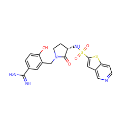 N=C(N)c1ccc(O)c(CN2CC[C@H](NS(=O)(=O)c3cc4cnccc4s3)C2=O)c1 ZINC000026652306