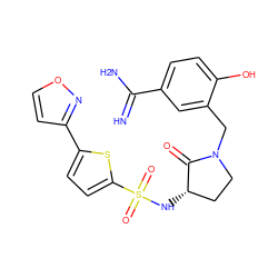 N=C(N)c1ccc(O)c(CN2CC[C@H](NS(=O)(=O)c3ccc(-c4ccon4)s3)C2=O)c1 ZINC000013800352