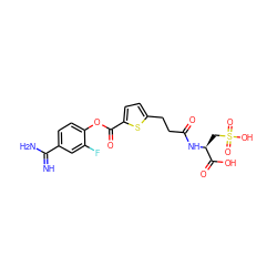N=C(N)c1ccc(OC(=O)c2ccc(CCC(=O)N[C@@H](CS(=O)(=O)O)C(=O)O)s2)c(F)c1 ZINC000145958454