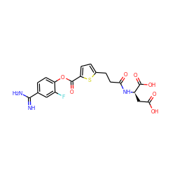 N=C(N)c1ccc(OC(=O)c2ccc(CCC(=O)N[C@H](CC(=O)O)C(=O)O)s2)c(F)c1 ZINC000145963884