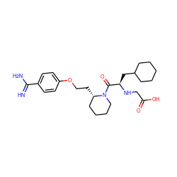 N=C(N)c1ccc(OCC[C@H]2CCCCN2C(=O)[C@@H](CC2CCCCC2)NCC(=O)O)cc1 ZINC000013473937