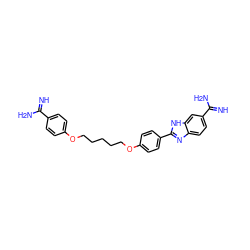 N=C(N)c1ccc(OCCCCCOc2ccc(-c3nc4ccc(C(=N)N)cc4[nH]3)cc2)cc1 ZINC000026745805