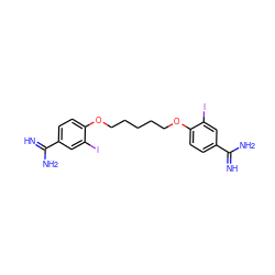 N=C(N)c1ccc(OCCCCCOc2ccc(C(=N)N)cc2I)c(I)c1 ZINC000169318675