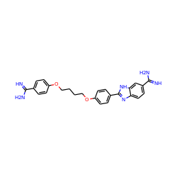 N=C(N)c1ccc(OCCCCOc2ccc(-c3nc4ccc(C(=N)N)cc4[nH]3)cc2)cc1 ZINC000026753114