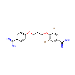 N=C(N)c1ccc(OCCCOc2c(Br)cc(C(=N)N)cc2Br)cc1 ZINC000169318668