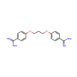 N=C(N)c1ccc(OCCCOc2ccc(C(=N)N)cc2)cc1 ZINC000001665564