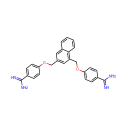 N=C(N)c1ccc(OCc2cc(COc3ccc(C(=N)N)cc3)c3ccccc3c2)cc1 ZINC000043023232