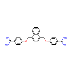 N=C(N)c1ccc(OCc2ccc(COc3ccc(C(=N)N)cc3)c3ccccc23)cc1 ZINC000043012879