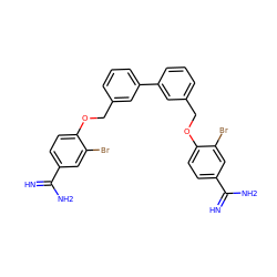 N=C(N)c1ccc(OCc2cccc(-c3cccc(COc4ccc(C(=N)N)cc4Br)c3)c2)c(Br)c1 ZINC000169318700