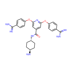 N=C(N)c1ccc(Oc2cc(C(=O)N[C@H]3CC[C@H](N)CC3)cc(Oc3ccc(C(=N)N)cc3)n2)cc1 ZINC000261146783