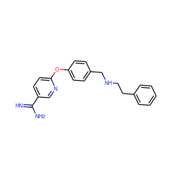 N=C(N)c1ccc(Oc2ccc(CNCCc3ccccc3)cc2)nc1 ZINC000028826388