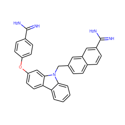 N=C(N)c1ccc(Oc2ccc3c4ccccc4n(Cc4ccc5ccc(C(=N)N)cc5c4)c3c2)cc1 ZINC000028090086