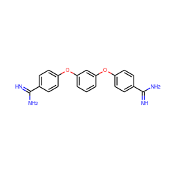 N=C(N)c1ccc(Oc2cccc(Oc3ccc(C(=N)N)cc3)c2)cc1 ZINC000012354909