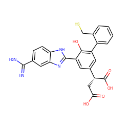 N=C(N)c1ccc2[nH]c(-c3cc([C@@H](CC(=O)O)C(=O)O)cc(-c4ccccc4CS)c3O)nc2c1 ZINC000028570002