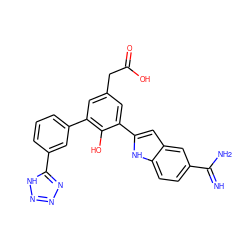 N=C(N)c1ccc2[nH]c(-c3cc(CC(=O)O)cc(-c4cccc(-c5nnn[nH]5)c4)c3O)cc2c1 ZINC000026377570